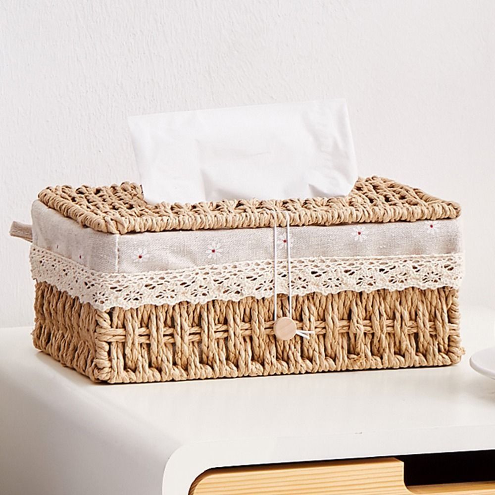 Agar Tissue Culture - Creative Straw Knitting Basket Tissue Box