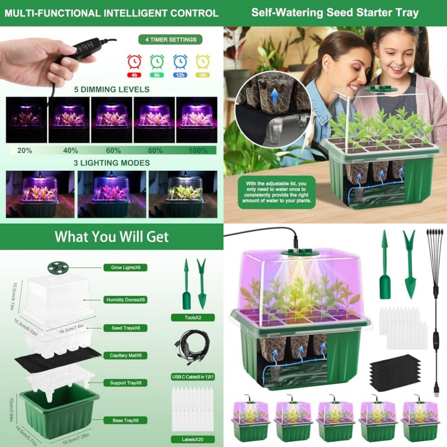 Seed Starter Tray with Light,  - огляд і ціна Humidity Dome Kit