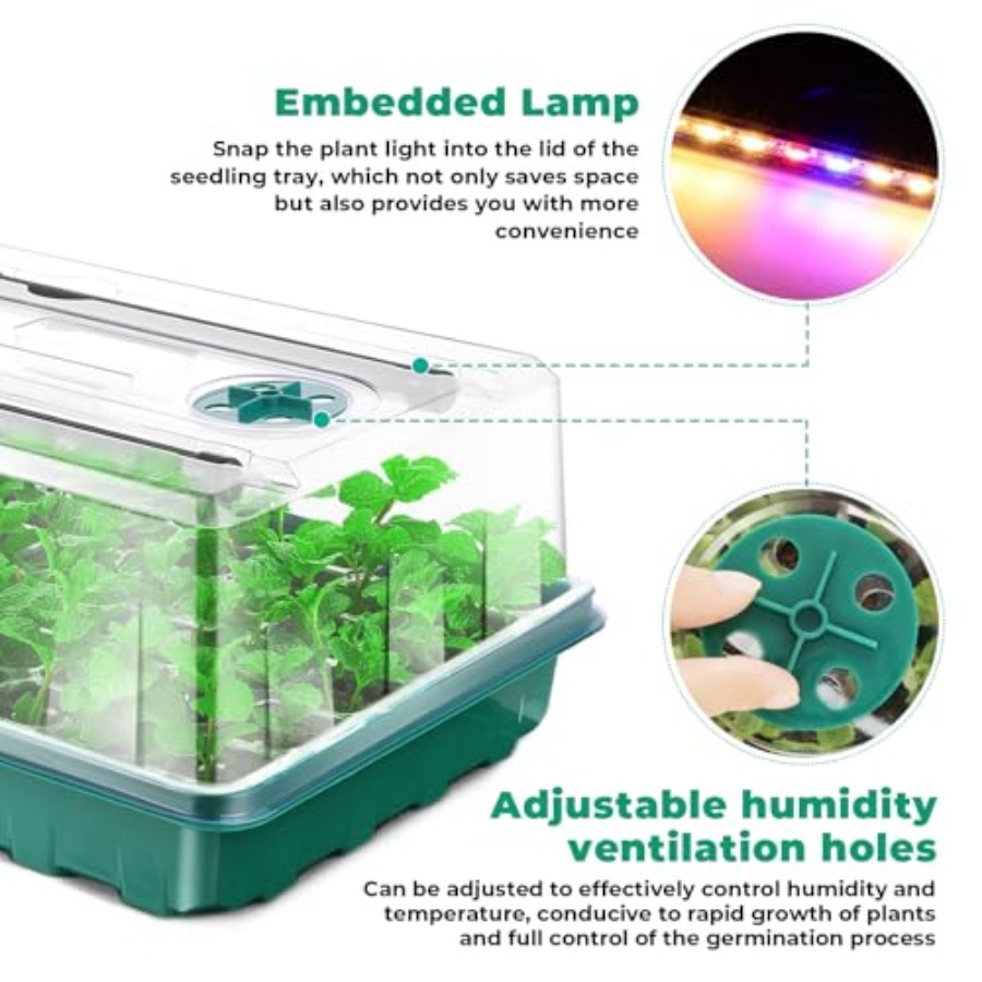 Seed Starter Tray with Grow Li - огляд і ціна Humidity Dome Kit