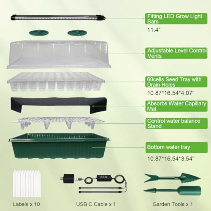 Seed Starter Tray with Grow Li - огляд і ціна Humidity Dome Kit